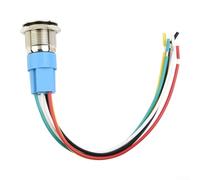 Interruptor de botón de bloqueo automático de 19 mm de acero inoxidable con anillo LED, interruptor de encendido y apagado de 12 V CC, IP65 resistente al agua y al polvo para uso pesado (amarillo)