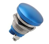 Interruptor de botón de cabeza de hongo de reinicio automático momentáneo de 16 mm con patas de tornillo para control de circuito de 3 A y protección IP65 (azul)