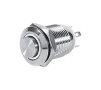 Interruptor de botón de encendido LED para coche, Keenso, 12mm, automático, 1 NO impermeable, metal, botón momentáneo, interruptor de círculo, 4 pines(blanco)