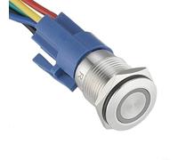 Interruptor de botón de grado industrial de 16 mm 12-24 V encendido y apagado con contactos plateados y nivel de protección IP66 IK09 (amarillo)