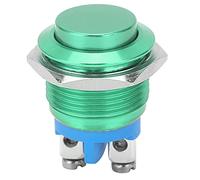Interruptor de Botón de Metal, 220V 16mm Impermeable Acero Inoxidable Redondo Autoreinicio Normalmente Abierto Interruptor de Botón de Cabeza Alta(Verde)