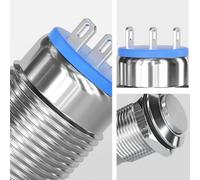 Interruptor de botón de metal de 12 mm, 12 V, 1 No 1 Nc, momentáneo, de acero inoxidable IP40, para proyectos de timbre de encendido automotriz