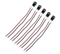 Interruptor de botón de metal de 12 mm 1NO tipo momentáneo con cable presoldado, 5 piezas IP66 impermeable y clasificación IK09 para uso industrial y automotriz (cabeza elevada)