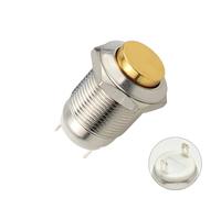 Interruptor de botón de Metal de 12mm, resistente al agua, 1NO 3A, cabezal alto momentáneo, adecuado for timbres, bocinas de arranque de coche, reinicio automático de computadora(YELLOW)