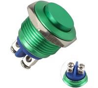 Interruptor de botón de metal de 16 mm con cierre automático, terminal de tornillo para coche para sistemas de bocina, rojo y azul (verde)