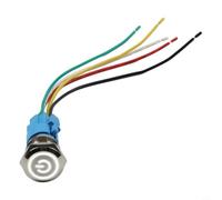Interruptor de botón de metal de 19 mm de diámetro con LED para indicación de alimentación 12 V o 24 V CC Funcionamiento momentáneo IP66 nominal para condiciones duras (blanco)