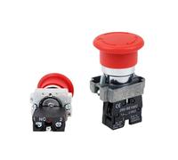 Interruptor de botón de parada de emergencia de 22 mm con autobloqueo XB2-BS545, reinicio giratorio, cabezal tipo hongo, contacto de latón/plata, NO/NC(BS542-1NC,Brass Contact)