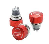 Interruptor de botón de parada de emergencia de acero inoxidable de 16/19/22 mm con reinicio de rotación, 1 NO, 1 NC, 2 NO, 2 NC, 1 unidad(22mm Stop Logo,1NO1NC)