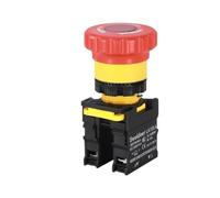 Interruptor de botón de parada de emergencia en forma de seta de 22mm con luz, interruptor de encendido de parada de emergencia, interruptor de arranque eléctrico de 220V 10A NC