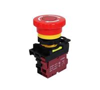 Interruptor de botón de parada de emergencia LA36M 22 mm | El botón pulsador de seta de plástico se enciende y apaga con luz roja 220v 12v 24v(With red light,1NC_AC220-380V)