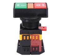 Interruptor de Botón Doble, Pulsador Momentáneo con Luz LED, 380VAC, 83x55x30mm - Interruptor de Encendido y Apagado, Diseño Seguro y Resistente, Uso Industrial (380V)