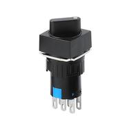 Interruptor de botón giratorio de bloqueo automático 16 mm 2 3 posiciones 3/6 pines Interruptor selector redondo Cabeza redonda/cuadrada/rectangular(SQUARE_2NO 2NC 6PIN_3 GEAR POSITION)