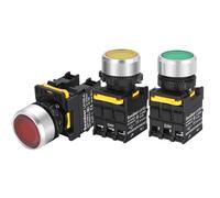 Interruptor de botón impermeable con LED, 22 mm, reinicio momentáneo, autobloqueo, pulsador de encendido con luz, 12 V, 24 V, 220 V, 10 A, 1 NA(NO Base,1NO_FIXED SELF-LOCKING_380V)