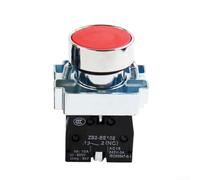 Interruptor de botón instantáneo 22 mm impermeable IP65, acción momentánea NO/NC, interruptor unipolar de doble vía para maquinaria industrial y construcción, material plástico y metal (Red)