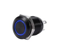 Interruptor de botón LED, Interruptor de botón momentáneo ligero de 12V 2A 12mm LED del coche, Interruptor de botón de encendido/apagado (azul) pulsador con led, 12 mm