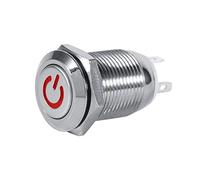 Interruptor de botón LED, interruptor pulsador 12V, interruptor led 12mm impermeable Tipo momentáneo (Rojo)