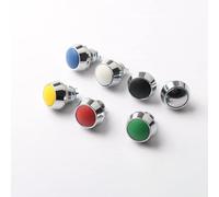 Interruptor de botón metal 12 mm - Botón en miniatura pequeño redondo reinicio automático a prueba agua encendido Rojo, verde y B(Blanc,Welding feet)