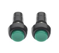 Interruptor de botón momentáneo 12mm Miniatura 125V 3A (Paquete de 2) SPST ENCENDIDO/APAGADO 2 Pines VERDE ABS Redondo Terminales de Soldadura para Electrónica DIY y Modelismo Ferroviario