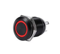Interruptor de botón momentáneo de 12 mm Interruptor de luz LED de 12v Interruptor de botón momentáneo de metal Encendido Apagado(rojo)