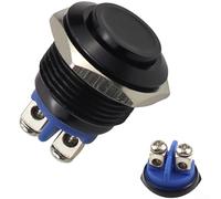 Interruptor de botón momentáneo de reinicio automático de 16 mm fabricado con metal resistente a la oxidación con interfaz de terminal de tornillo (negro)