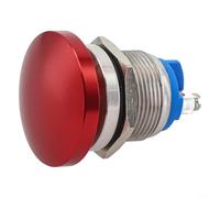 Interruptor de botón momentáneo de reinicio automático de 19 mm con patas de tornillo, cabeza de hongo impermeable IP65 para control de circuito (rojo)