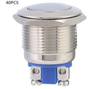 Interruptor de botón Momentario Restablecimiento automático Cabeza redonda de metal impermeable 19 mm 2pin 40pcs para el control del circuito en el relé del contactor de arranque