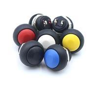 Interruptor de botón PBS-33B Mini cabeza redonda de plástico 2 pines reinicio de encendido/apagado 12mm táctil sin bloqueo 5 uds(5PCS Yellow)