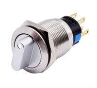 Interruptor de botón pulsador de acero inoxidable 304, interruptor giratorio de cierre 2NO2NC de 3 posiciones, indicador LED (blanco)