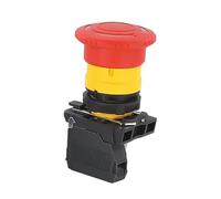 Interruptor de botón pulsador de cabeza de seta de parada de emergencia a prueba de agua SB5 LA68S XB5AS542 AS545 XB5AS8445 Liberación de giro de enganche Ø22mm(Beige,1NO)