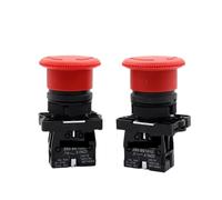 Interruptor de botón pulsador de parada de emergencia 1NO/1NC, montaje de 22 mm, XB2-ES541(ES542), control de cabezal tipo hongo rojo, 220 V, 10 A(Normally Open 1NO)