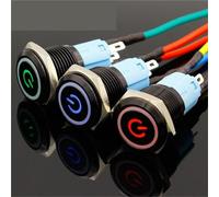 Interruptor de botón pulsador metálico de 16 mm con bloqueo LED, enclavamiento mantenido, 1 unidad(3,220V)