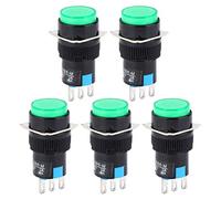 Interruptor de botón pulsador momentáneo de 5 piezas, interruptor de botón redondo LA16-11 / AB6-M AC 250V 30A DC 30V 5A utilizado en electrodomésticos(Verde)
