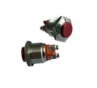 Interruptor de botón pulsador NC normalmente cerrado, cabezal elevado, 16 mm, metálico, rojo, con rearme automático, momentáneo, 1 unidad