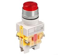 Interruptor de botón redondo de autorreinicio con luz indicadora, capacidad de 10 A, base a prueba de polvo, compatible con LAY37-11DN, rojo, para control industrial (AC220V)