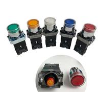 Interruptor de botón redondo plano reinicio automático instantáneo serie XB2 22mm XB2-BW3361C con luz LED NO NC 24V/AC220V/AC380V(Re d-NC,220V)