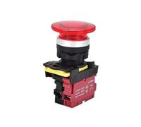 Interruptor de botón tipo hongo LA36M de 22 mm con LED, pulsador momentáneo de reinicio automático, interruptores ROJO/VERDE, 12 V, 24 V, 110 V y 220 V(RED-with led,LATCHING_1NC_6V)