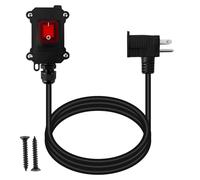 Interruptor de cable en línea con cable de 18 AWG de 3 pies y enchufe Piggyback de 3 clavijas, cable de extensión de interruptor de encendido y apagado en línea impermeable con botón basculante LED