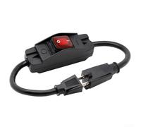 Interruptor de cable en línea resistente 16 A, 250 V, 25 A, 125 V, DPST, 4 pines, con luz indicadora roja para uso de cable de extensión en aplicaciones de control de energía