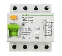 Interruptor de circuito FI para cuadro electrico, 40 A, 300 mA, 4 polos, tipo B