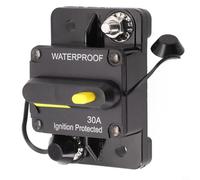 Interruptor de circuito resistente de 30 A 300 A CC, fusible impermeable para vehículos y barcos, reinicio manual con arandelas de bloqueo integradas (30 A)