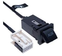 Interruptor de Coche AUX + Cable de 12 Clavijas para conectar el arnés de Alambre AUX | Compatible con VW Bora Jetta MK5 MK6 Golf Passat Scirocco Polo Touran Tiguan CC Beetle Radio | 1 m