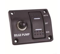 Interruptor de control de bomba de sentina para barco con indicadores iluminados y mecanismos de seguridad
