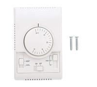 Interruptor de control de temperatura montado en la pared, AC 220V 10-30 ℃ Control de temperatura continuo, 2 modos de calor/frío 3 puestos Termostato de velocidad del ventilador Mecánico