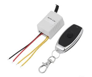 Interruptor de control remoto de relé inalámbrico CC 4V-12V con receptor y transmisor de 1 botón, tecnología de código de aprendizaje para un fácil emparejamiento, señal fuerte a través de paredes y