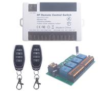 Interruptor de control remoto de relé inalámbrico de 12 V 24 V y 4 canales, interruptor inalámbrico para abre-puertas de garaje RF 433Mhz DC 5V-30V con receptor 2 transmisores (4CH-2* Control)
