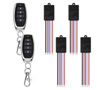 Interruptor de Control Remoto Inalámbrico 12V, Impermeable Interruptor de Mando a Distancia Inalámbrico DC 5V 12V 24V 10A 4 Canal Receptor de Relé y Transmisores para Puerta de Garaje, Motocicleta