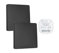Interruptor de control remoto inalámbrico autoalimentado para automatización del hogar inteligente de ahorro de energía con transmisión RF de 433.92 MHz y clasificación de impermeabilidad IP44 (negro)