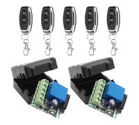 Interruptor de control remoto inalámbrico de 433 MHz CC 12 V 1 canal, módulo receptor de relé RF con transmisor, largo alcance para abridor de puerta de garaje (2 receptores + 5 controles remotos)