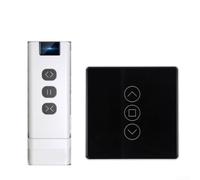 Interruptor de cortina inteligente WiFi con control táctil remoto RF433, panel de vidrio curvado 2.5D, compatible con persianas venecianas enrollables, 90-250 V CA, blanco (negro)