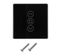 Interruptor de cortina inteligente WiFi para Tuya Smart-Life, panel táctil de control remoto RF433 compatible con Alexa Google Assistant, vidrio templado 86 x 86 mm, blanco/negro (negro)